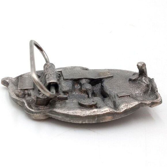 Vintage Square Dancing Belt Buckle Music Notes Red Fiddle Banjo - Picture 6 of 6